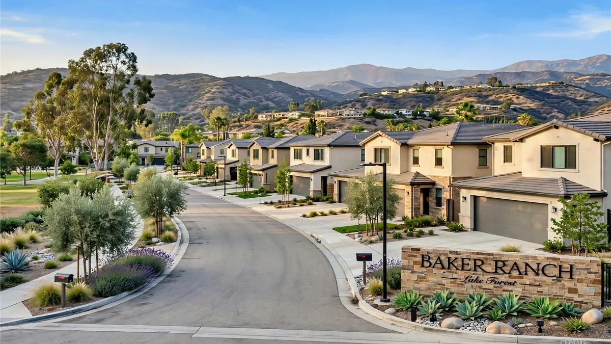 Neighborhood street and park in Baker Ranch