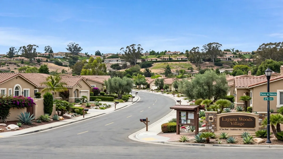 Landscaped entrance area in Laguna Woods