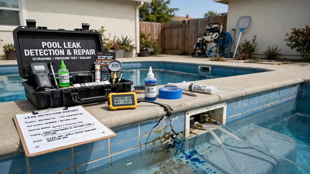 Pool equipment pad with pump, filter and PVC plumbing