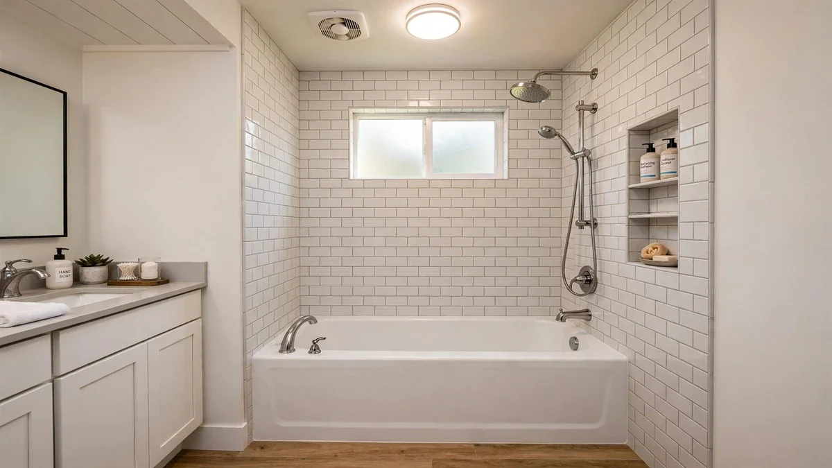 Shower valve rough-in plumbing in an open wall