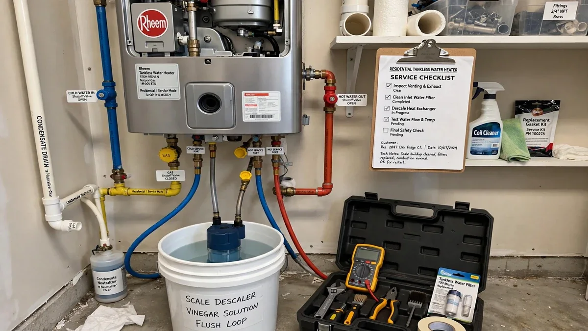 Wall-mounted tankless water heater with isolation valves