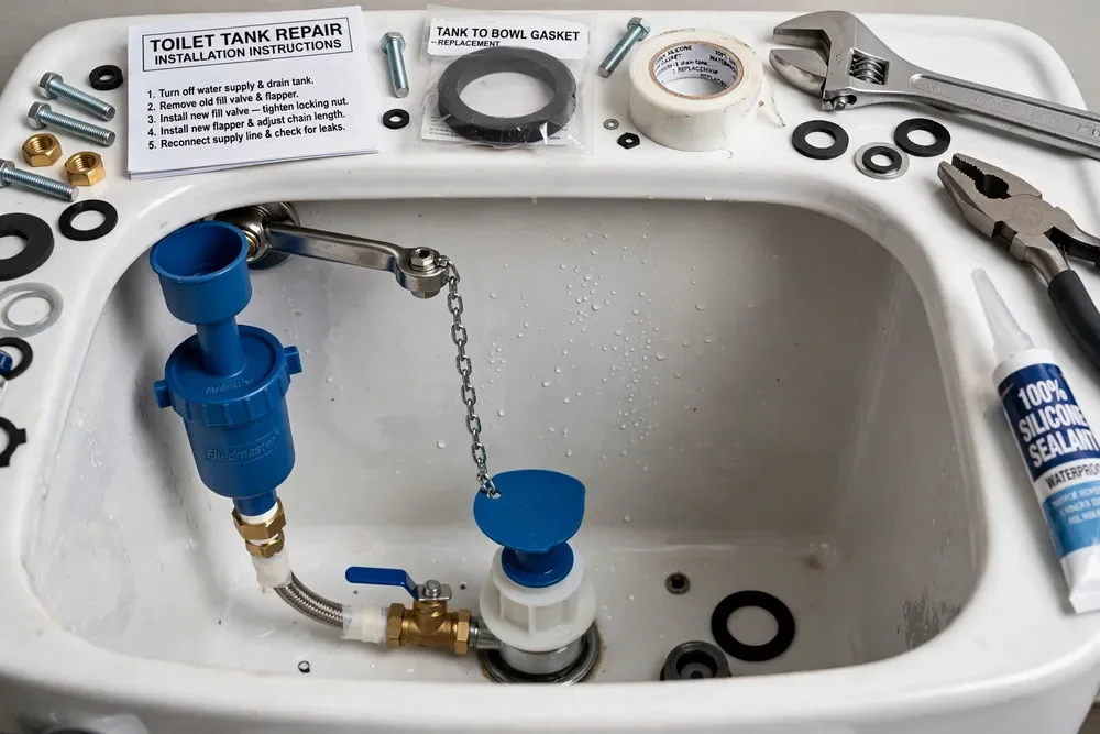 Wax ring and flange ready for toilet installation